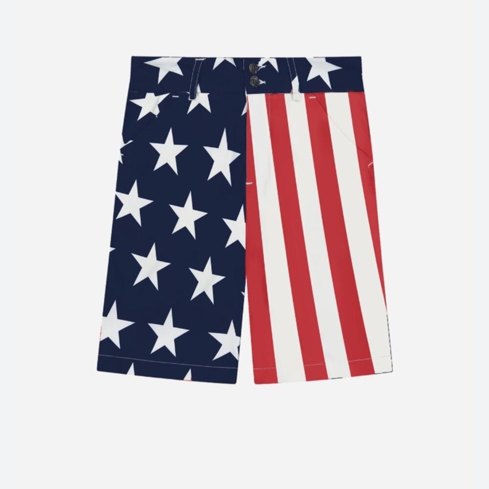 Loudmouth Bermuda Golf Shorts Stars and Stripes Red White Blue size 12